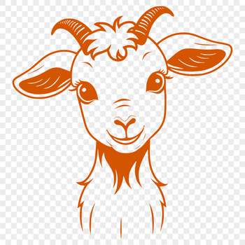 A vector illustration of a goat with a simple design suitable for various uses including digital art and crafting.
