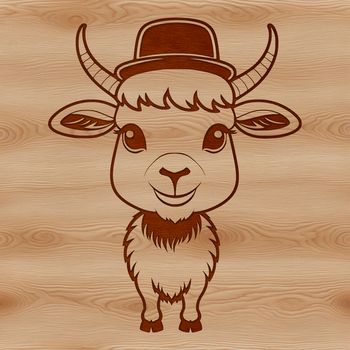 A stylized illustration of a goat wearing a hat, suitable for vector art and design projects.