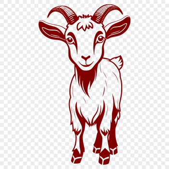 A realistic illustration of a goat, suitable for use in vector art projects.