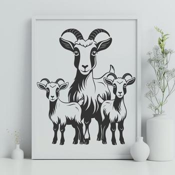 A detailed illustration of a goat, suitable for vector art and design projects.