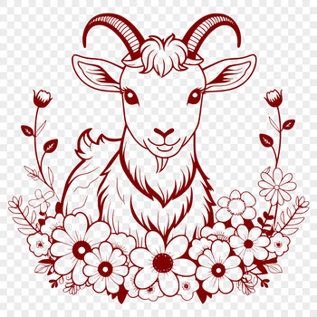 A vector illustration of a goat in a natural setting.