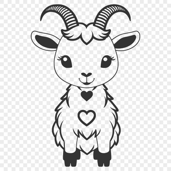 A stylized illustration of a goat in a vector format.