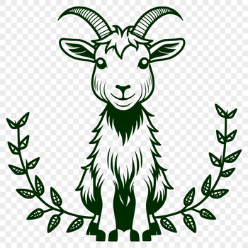 A digital representation of a goat, suitable for clip art or design purposes.