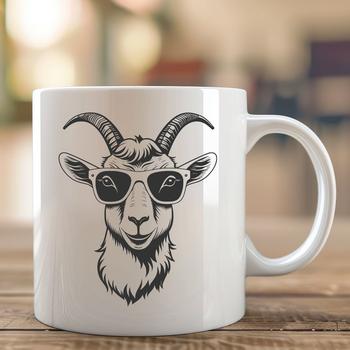 SVG illustration of a goat wearing sunglasses, suitable for cutting machines and design software.