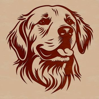 A vector illustration of a friendly-looking Golden Retriever's head with a calm expression.