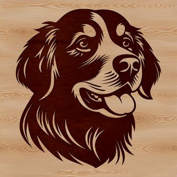 A detailed illustration of a Golden Retriever's head with a simple design.