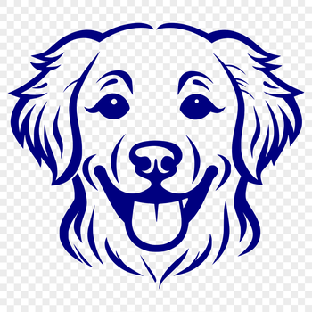 A simple line drawing of a Golden Retriever's head.