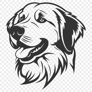 A illustration of a happy Golden Retriever's head with a calm expression.
