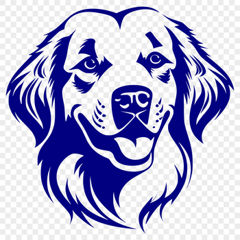 A high-quality image of a friendly-looking Golden Retriever's head, suitable for use in pet-related designs.