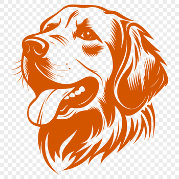 A golden-coated dog with a friendly expression, suitable for use as a vector design or clip art in digital projects.