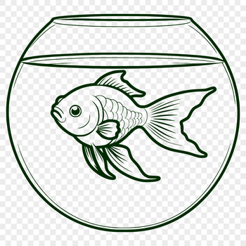 A colorful goldfish swimming in a small aquatic environment.
