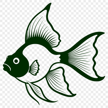 An illustration of a single goldfish with vibrant scales and fins.