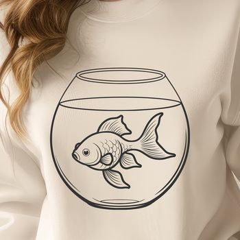 An illustration of a goldfish swimming in a fish bowl.