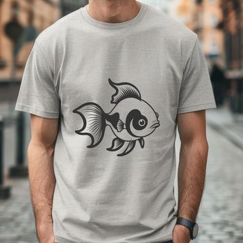 A digital illustration of a goldfish in various poses and scales.