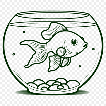 A stylized illustration of a goldfish swimming in a fish bowl, suitable for vector design.