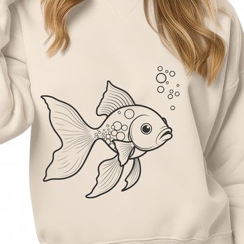 A simple line art illustration of a goldfish in various poses.