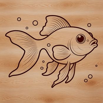 A colorful goldfish swimming in a circular pool, suitable for digital crafting and design projects.