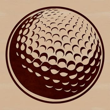An illustration of a golf ball on a green sport background.