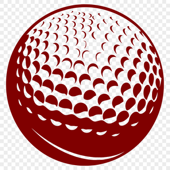 A 2D illustration of a golf ball on the green with flagstick, surrounded by grass.