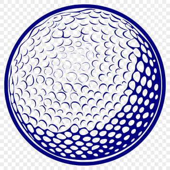 A stylized illustration of a golf ball on a green golf course.