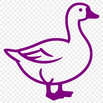 A white waterfowl bird standing on the ground with its feathers fluffed out.