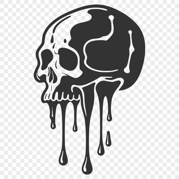 A vector illustration of a dripping skull with a spooky design, suitable for Halloween decorations or gothic-themed projects.