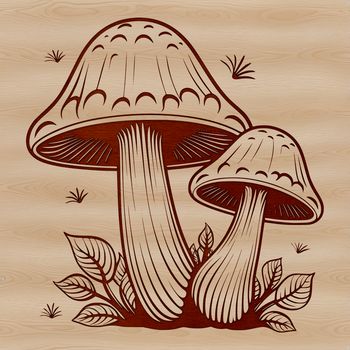 Illustrated witchcraft symbol featuring a mushroom-inspired design, suitable for digital cutting and laser engraving.