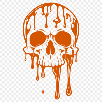 A vector illustration of a dripping skull in a gothic style, ideal for Halloween decorations.