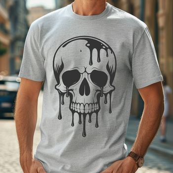 A vector illustration of a dripping skull with intricate details, suitable for Halloween designs and gothic-themed projects.