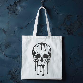 A spooky skull design with dripping effects in vector format.