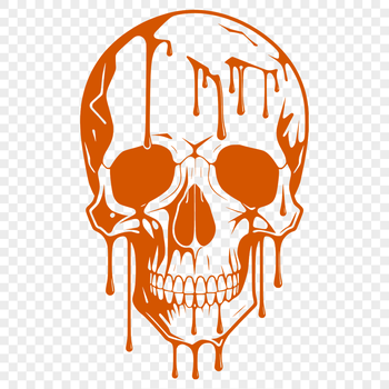 A detailed illustration of a skull with dripping or oozing texture, suitable for gothic designs.
