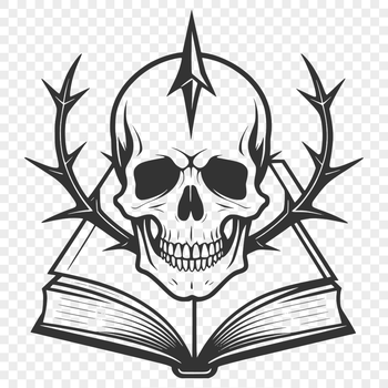 A stylized illustration of a Gothic skull with intricate details, suitable for various graphic design projects.
