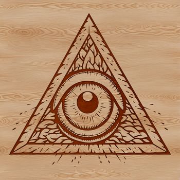 Illustration of witchcraft symbols in a gothic style, inspired by Halloween themes.