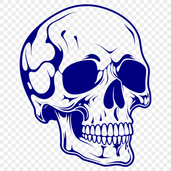 A detailed illustration of a skull with dripping, gothic-style details.