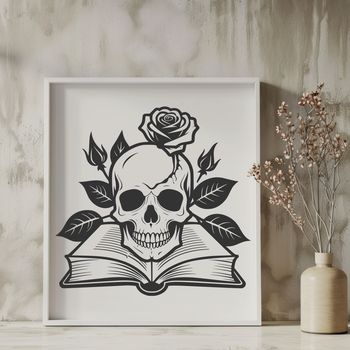 A stylized Gothic skull with intricate details, suitable for crafting and design projects.