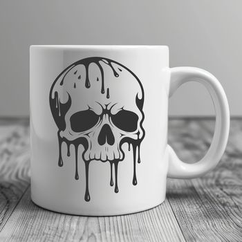 A gothic-inspired illustration of a dripping skull, suitable for Halloween-themed projects.