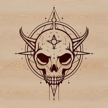 A gothic zodiac symbol design featuring a witchcraft theme, perfect for Halloween decorations.