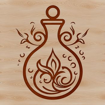 A mystical illustration featuring a cauldron and various magical symbols, evoking the theme of witchcraft.