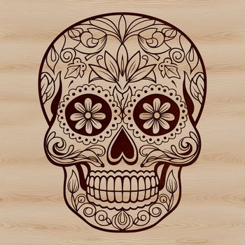 A detailed, ornate illustration of witchcraft symbols and motifs, set against a dark, gothic background.