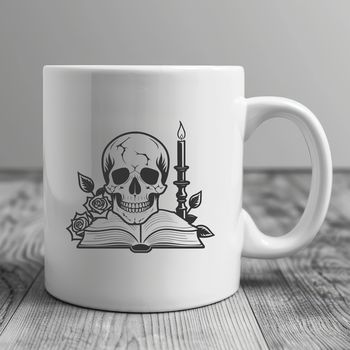 A stylized illustration of a Gothic skull surrounded by candlelight, suitable for various designs and crafts.