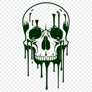 A detailed illustration of a skull with dripping liquid, suitable for vector design.