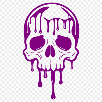 A gothic-inspired dripping skull design suitable for Halloween decorations and craft projects.