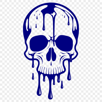 A detailed illustration of a skull with dripping or oozing texture, suitable for Halloween decorations.