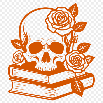 A stylized illustration of a Gothic skull adorned with intricate details, suitable for various design projects.