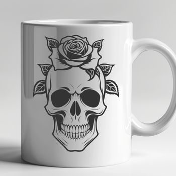 A detailed gothic-style skull design with intricate details, suitable for cutting machine projects or vector art.