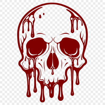 A detailed illustration of a skull with dripping liquid effects, suitable for Halloween-themed designs.