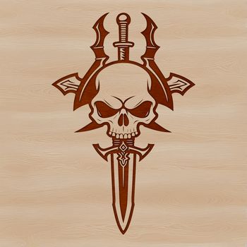 A stylized Gothic-style skull with a pointed beard and ornate details, suitable for Halloween decorations or designs.