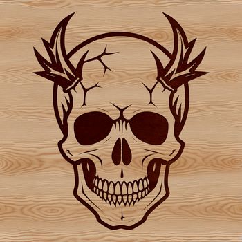A stylized illustration of a skull with Gothic details, suitable for Halloween decorations or designs.