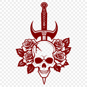 A detailed vector illustration of a Gothic-inspired skull with intricate details, perfect for crafting and DIY projects.