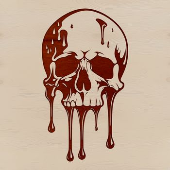 A stylized illustration of a skull with dripping liquid effects, suitable for Halloween and gothic designs.